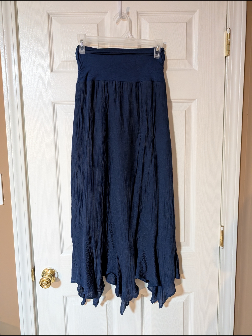 Women’s Navy Handkerchief Hem Maxi Skirt